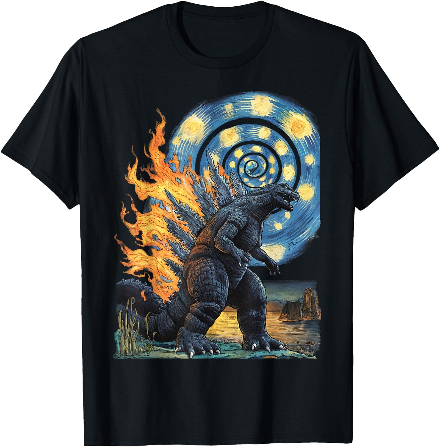 Kaiju Starry Night Japanese Art Anime Van Gogh Funny Gifts