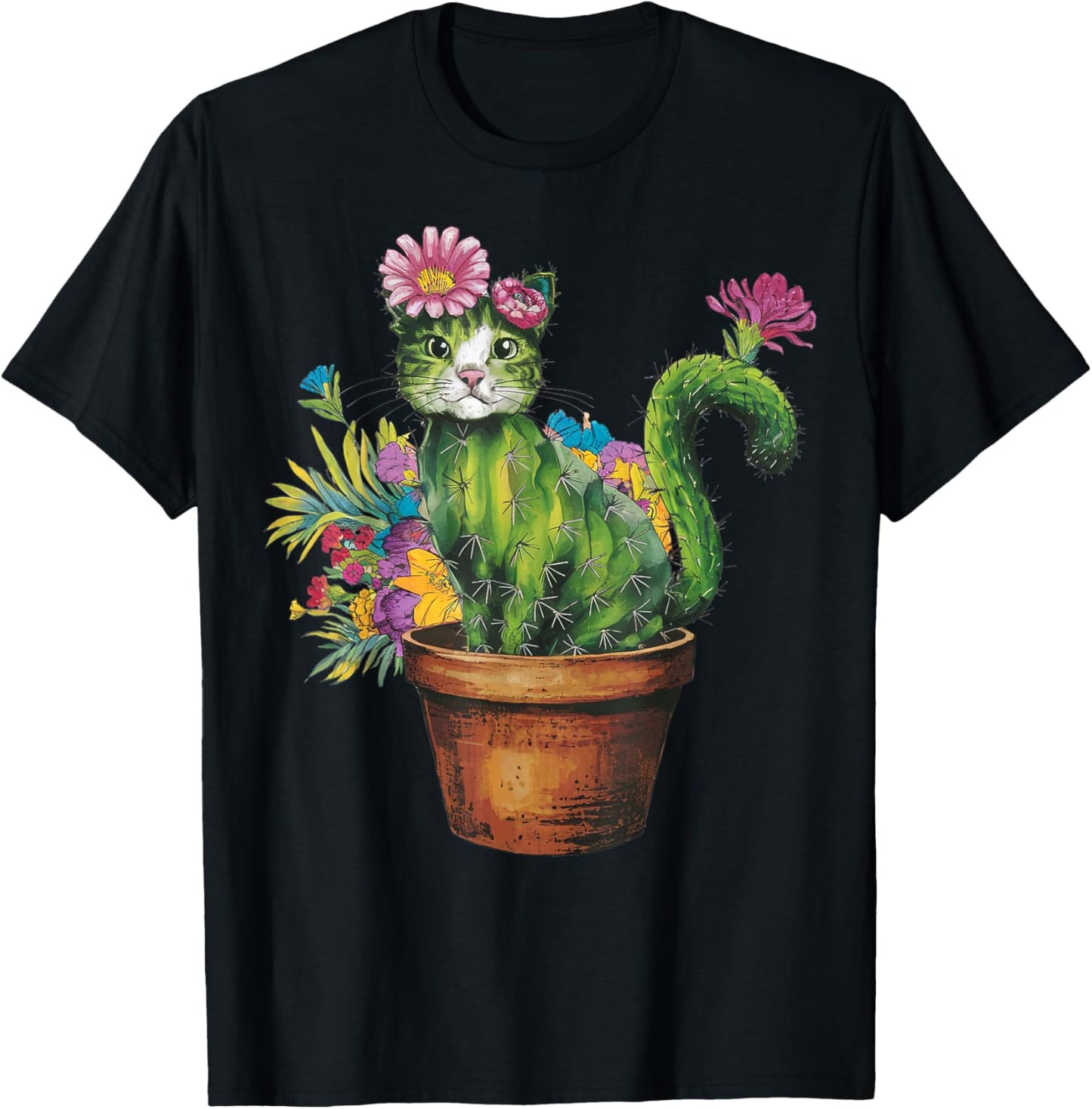 Cat Cactus Gardening Gifts For Cat Lover Cat Mom Cat Dad T-Shirt