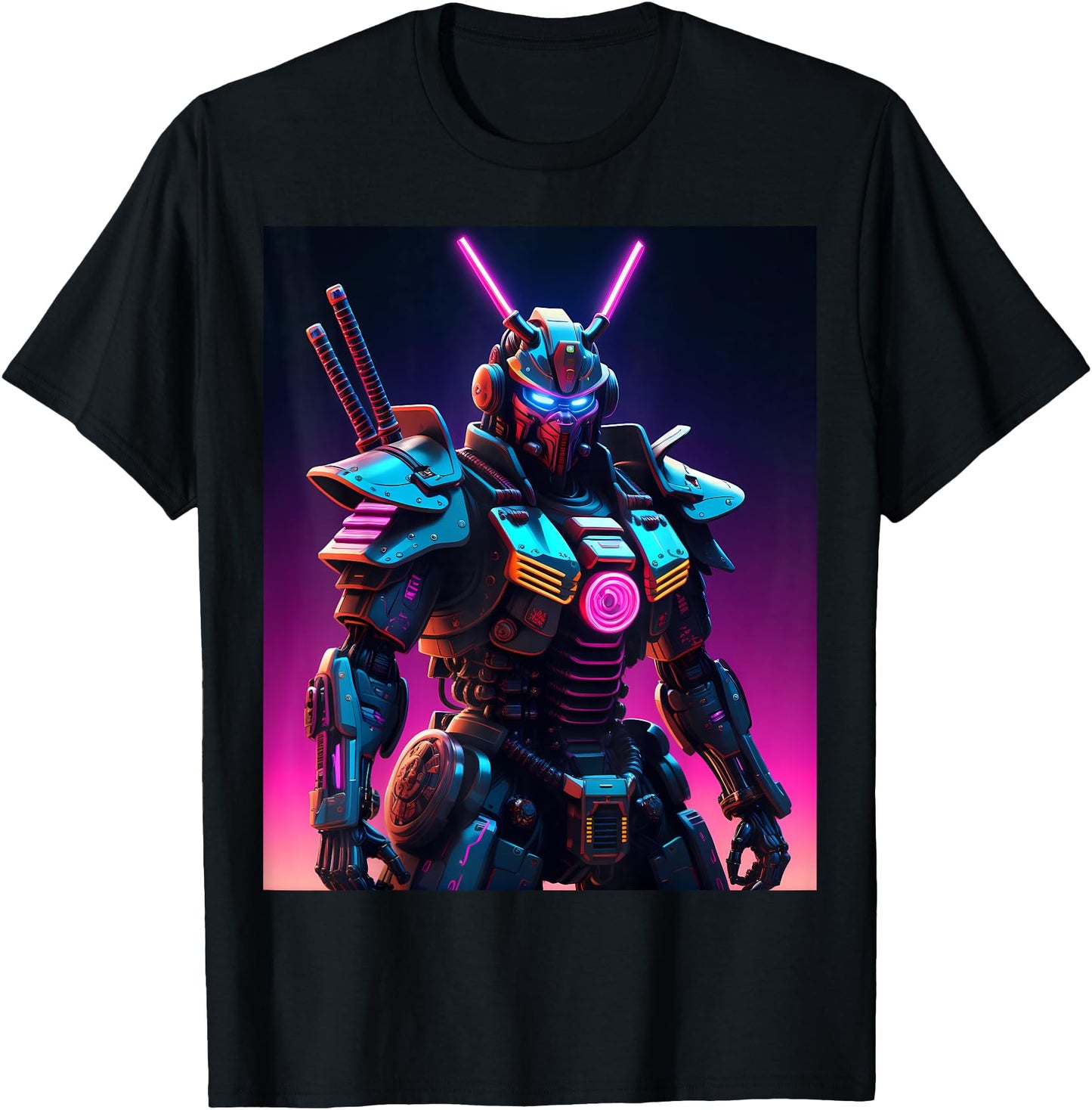 Cyber Mech Samurai Synthwave Japanese Vaporwave Graphic