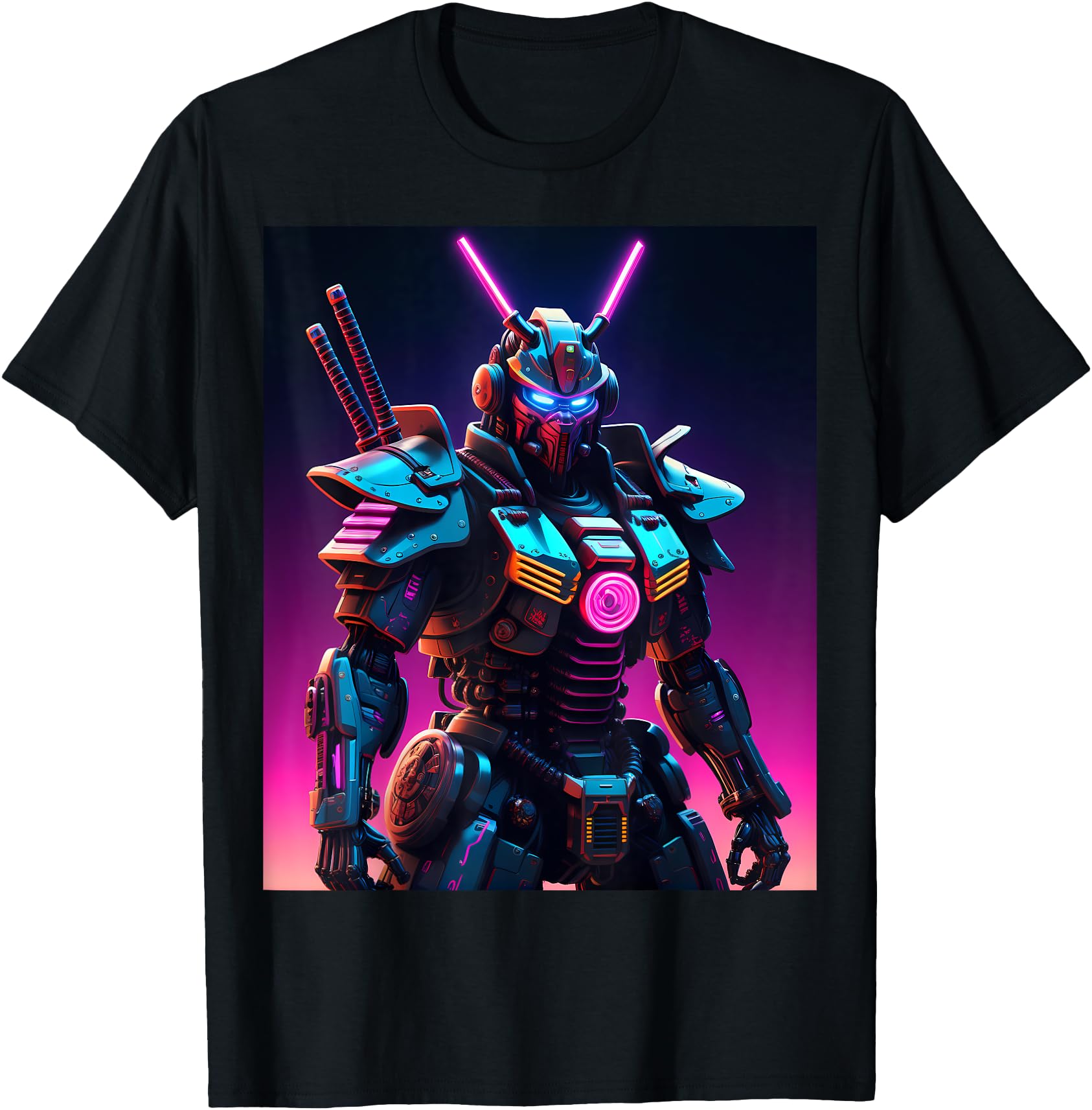 Cyber Mech Samurai Synthwave Japanese Vaporwave Graphic