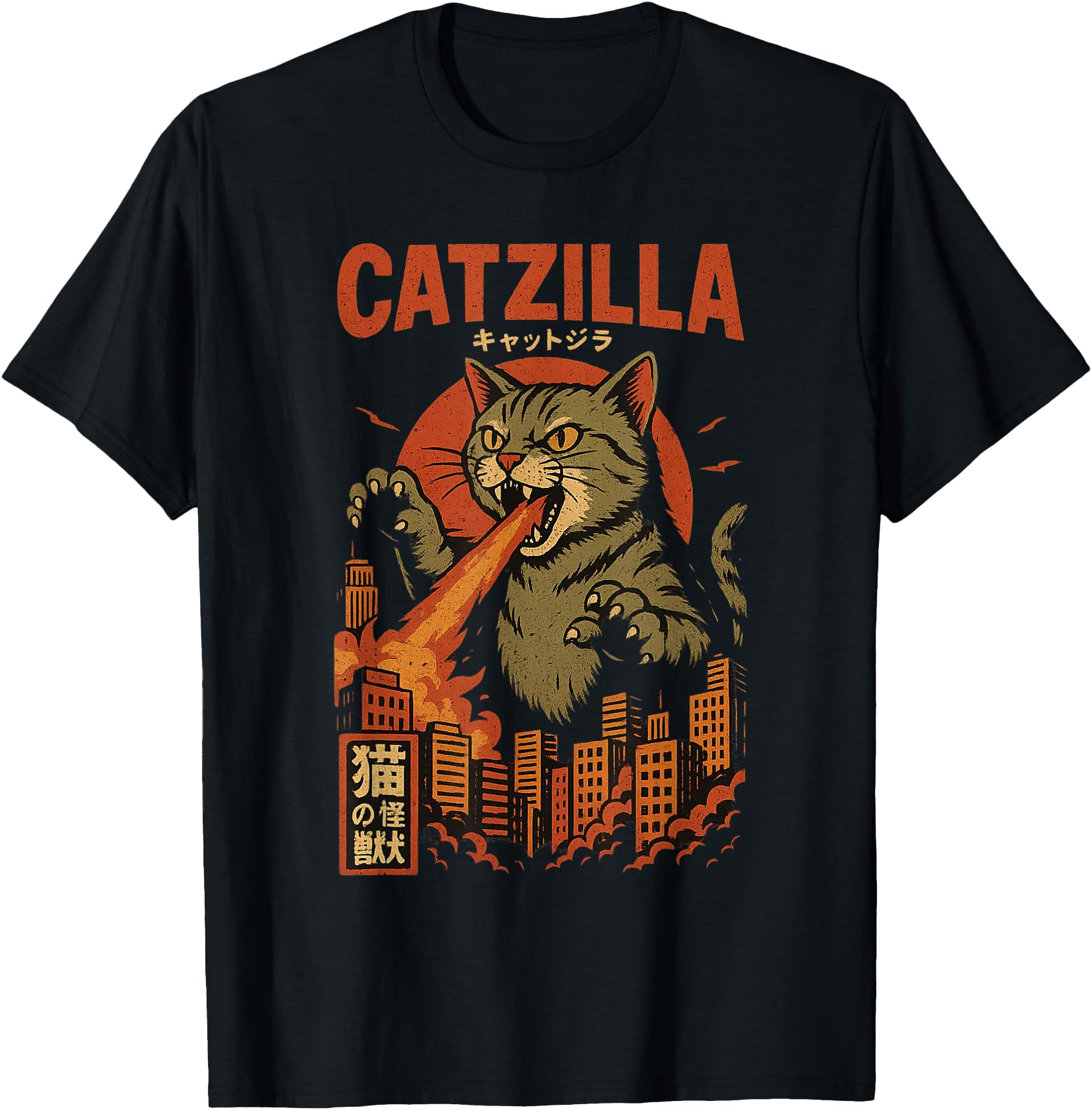 Catzilla tShirt Japanese Cat Shirt Men Women Cat Graphic