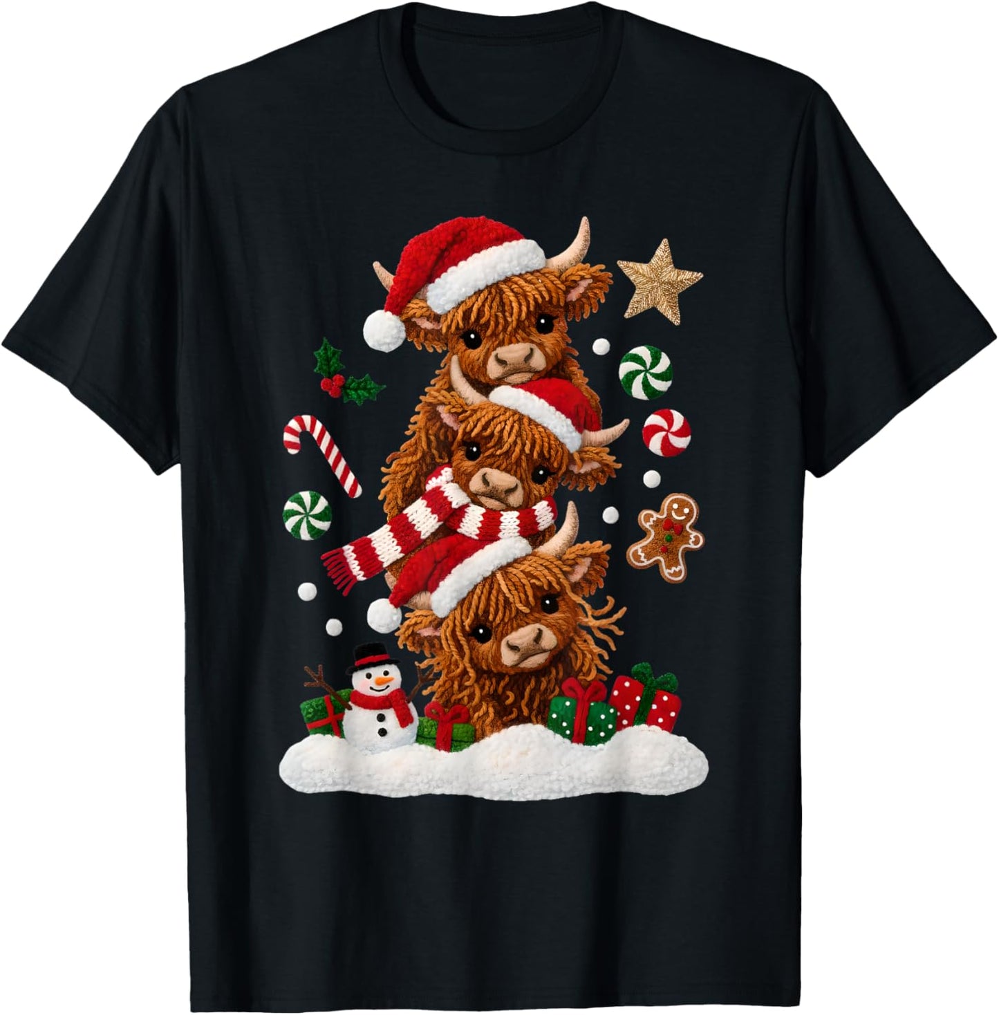 Cute Highland Cow Crochet Christmas Xmas Pajamas Holiday