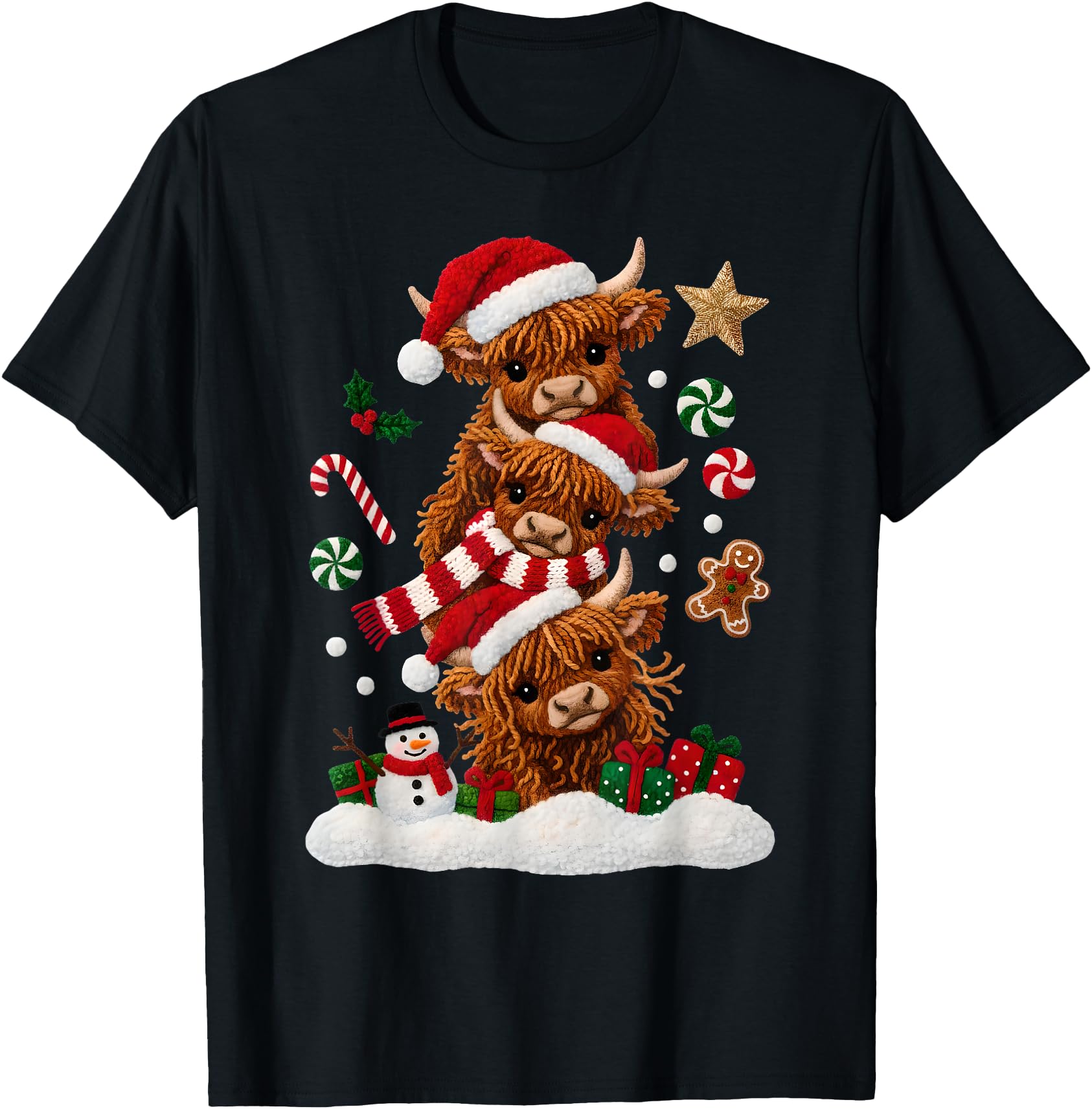 Cute Highland Cow Crochet Christmas Xmas Pajamas Holiday