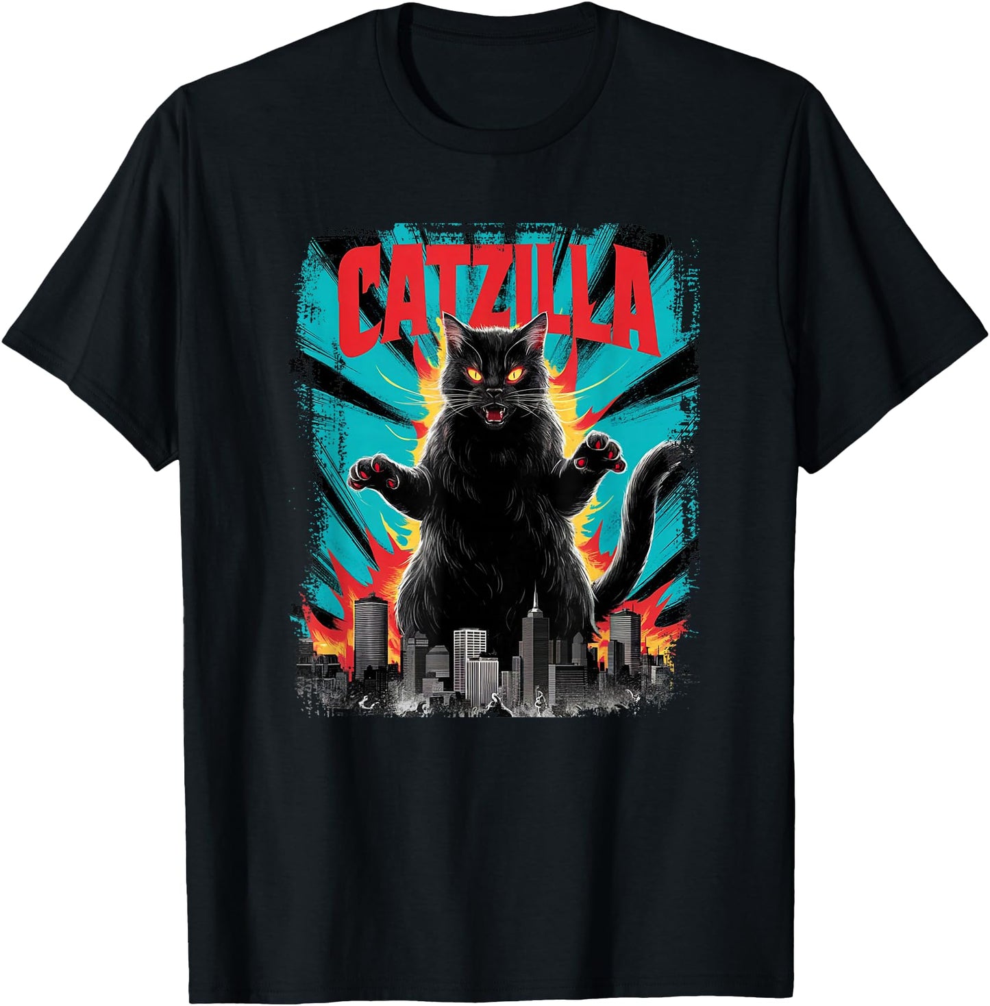 Catzilla Funny Cat Graphic Japanese Cityscape