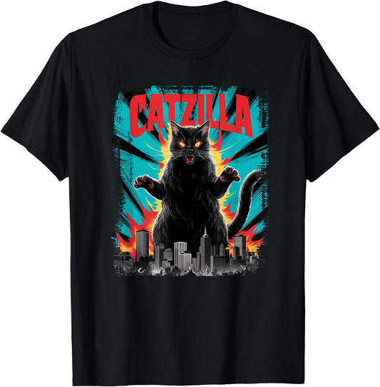 Catzilla Funny Cat Graphic Japanese Cityscape