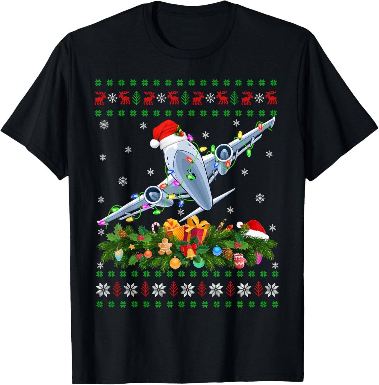 Funny Xmas Lighting Tree Santa Ugly Airplane Christmas