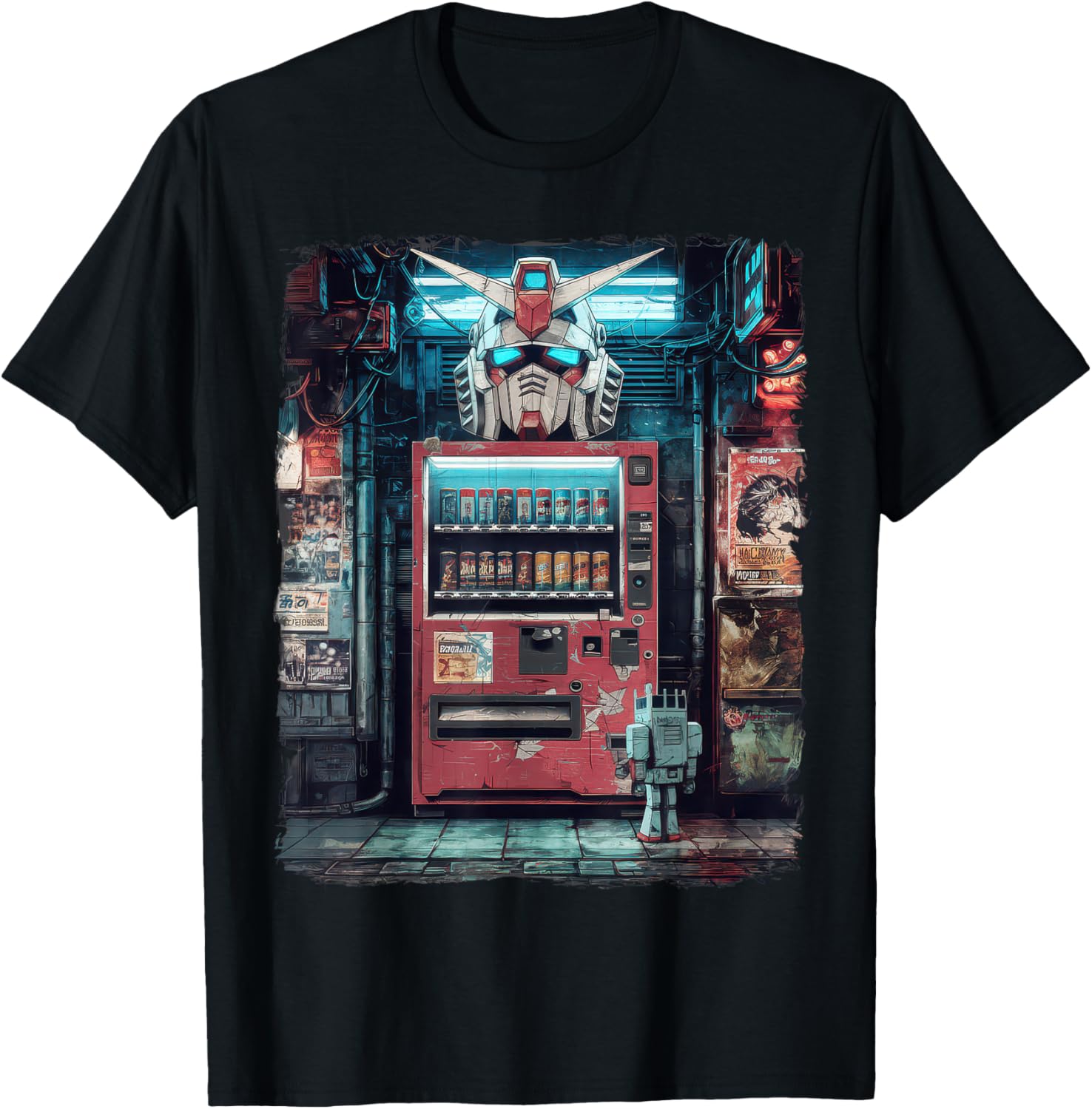 Mecha Tshirt Japanese Mecha Robot Head Anime Art Ukiyo-E
