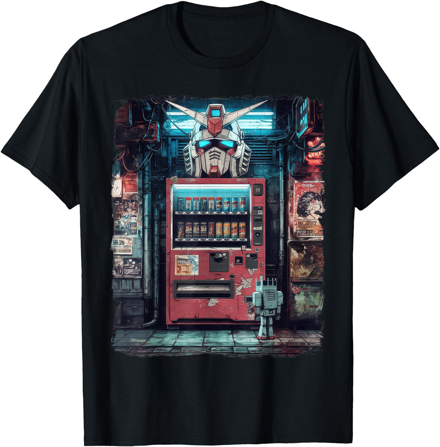 Mecha Tshirt Japanese Mecha Robot Head Anime Art Ukiyo-E