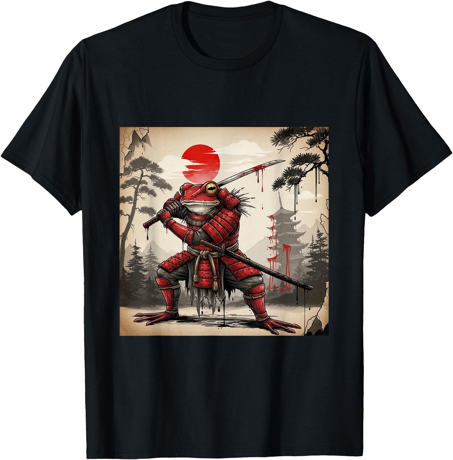 Samurai Frog Warrior Dark Japanese Mythology Design
