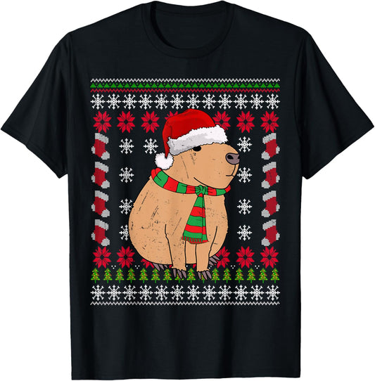 Capybara Animal Lover Xmas Santa Hat Ugly Capybara Christmas