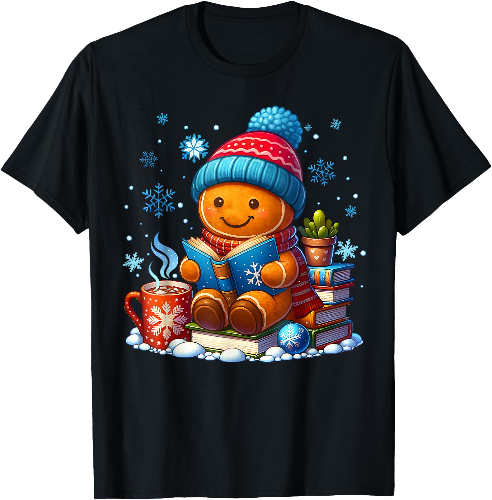 Gingerbread Reading Book Snowflake Christmas Pajamas Holiday