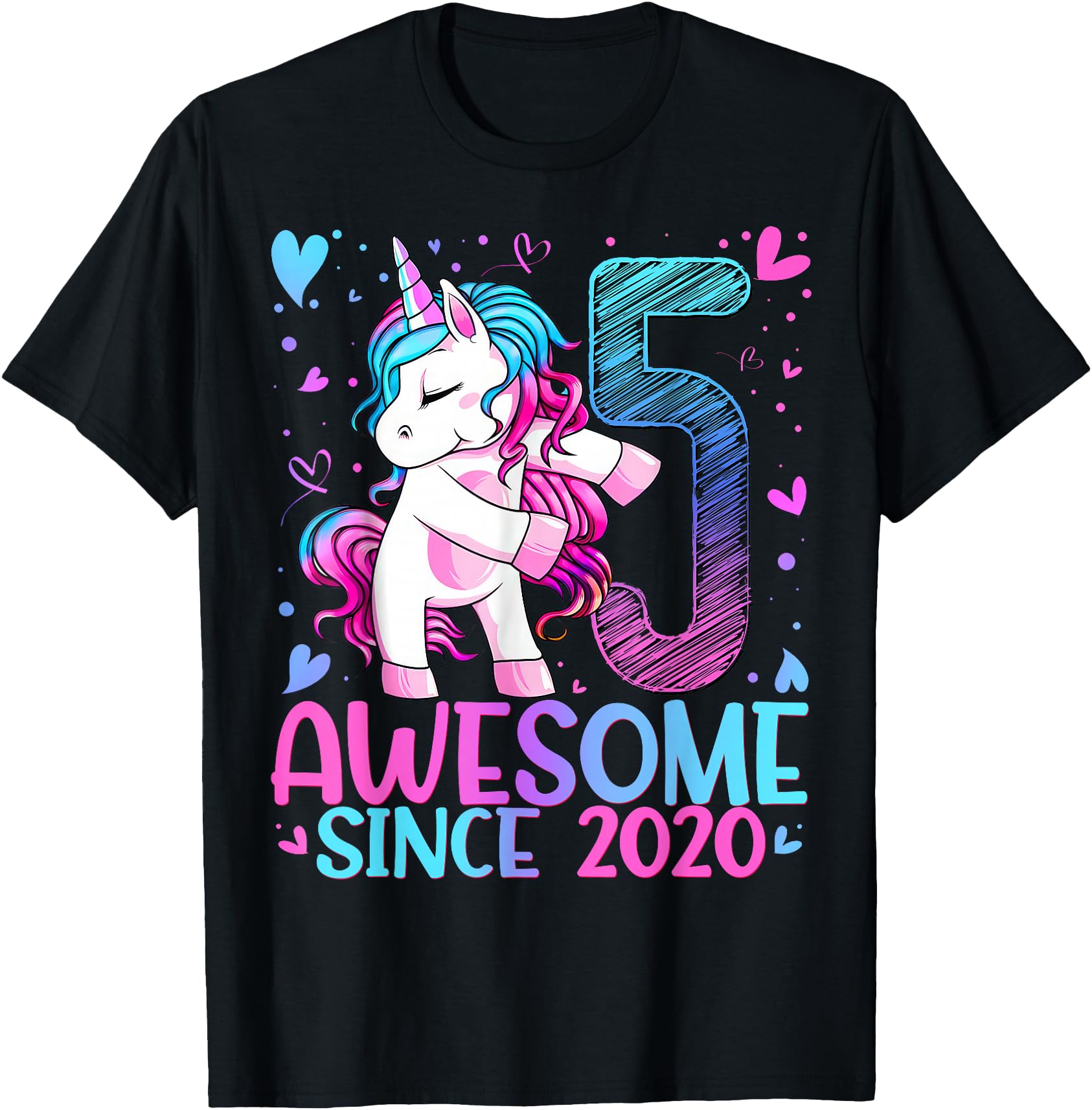 5th Birthday Unicorn Awesome Since 2020 Birthday Girl Party