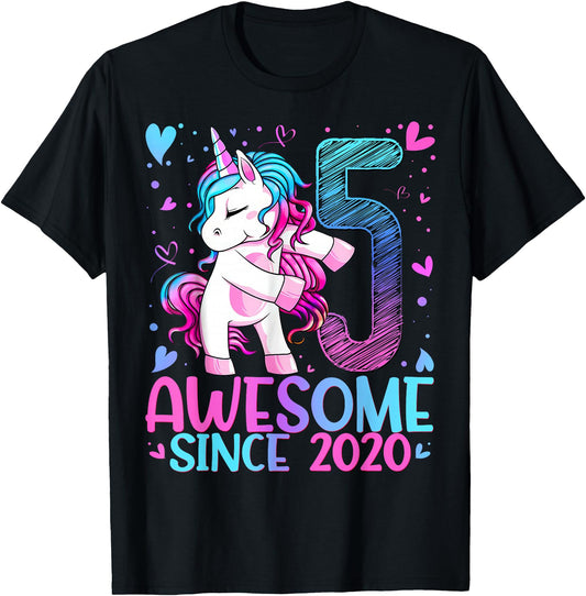 5th Birthday Unicorn Awesome Since 2020 Birthday Girl Party