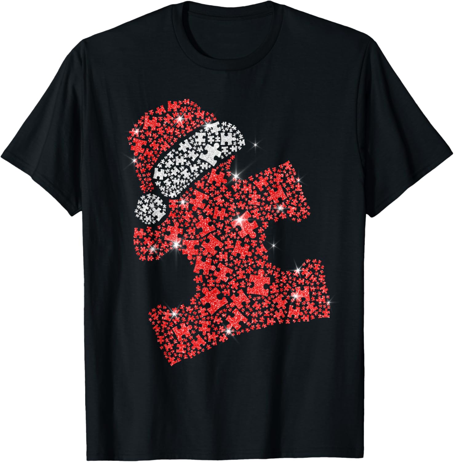 Puzzle Piece Santa Hat Christmas Autism Awareness Autistic