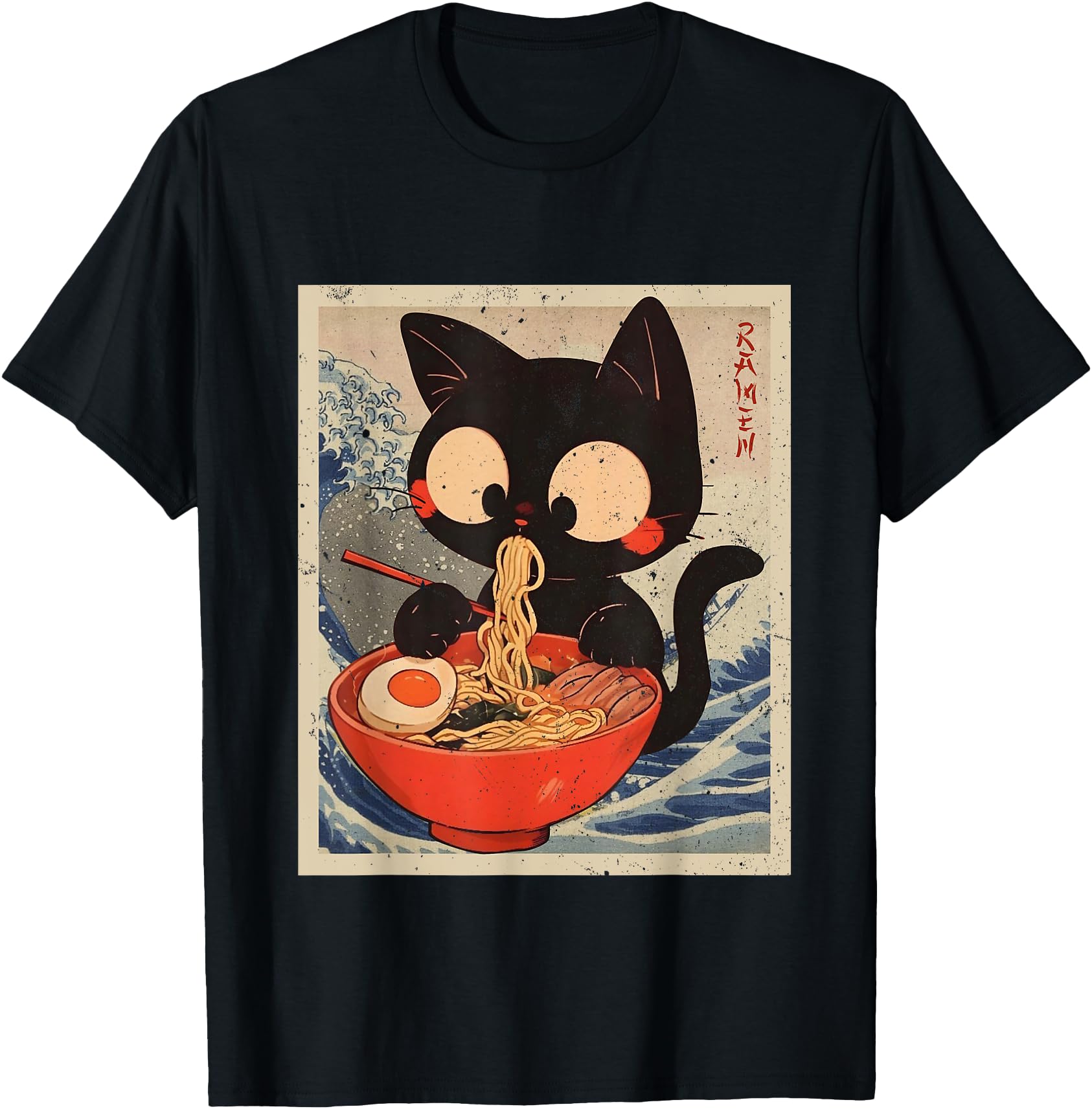 Cat Ramen Japanese Funny Kawaii Cat Eating Ramen