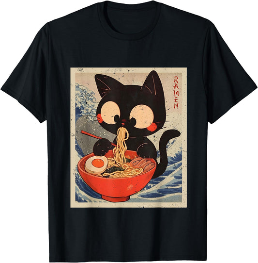 Cat Ramen Japanese Funny Kawaii Cat Eating Ramen