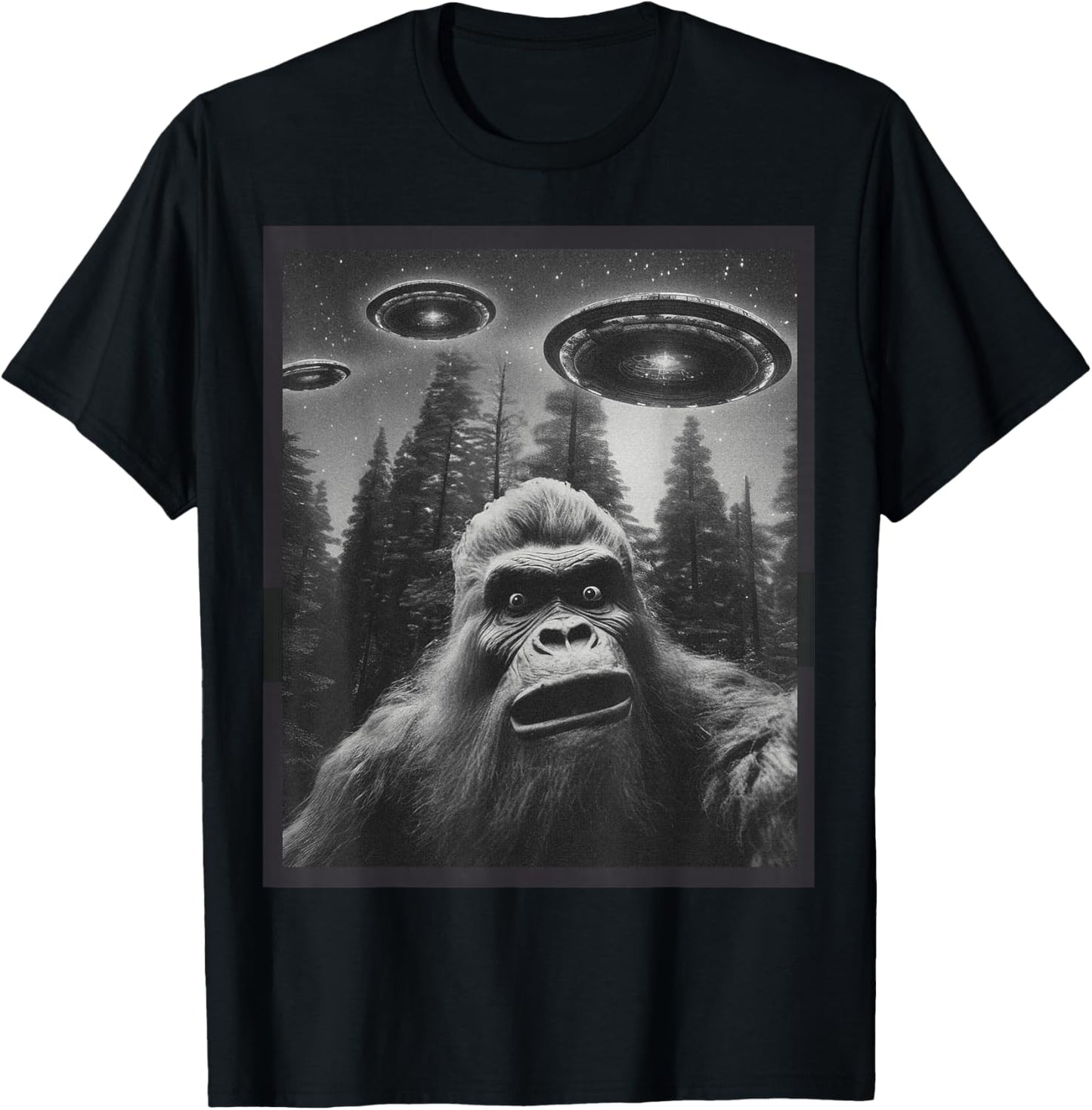 CAT Funny Graphic Tee For Men Women Bigfoot Sasquatch Alien UFO