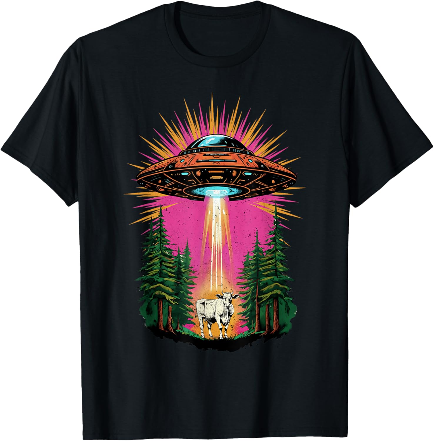Vintage UFO Cow Abduction Alien Christmas Sci-fi Gift Funny