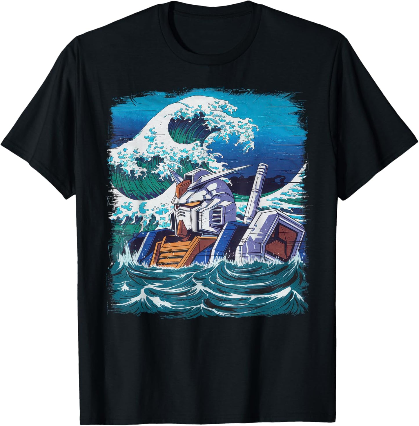 Mecha Tshirt Japanese Mecha Robot Head Anime Art Ukiyo-E