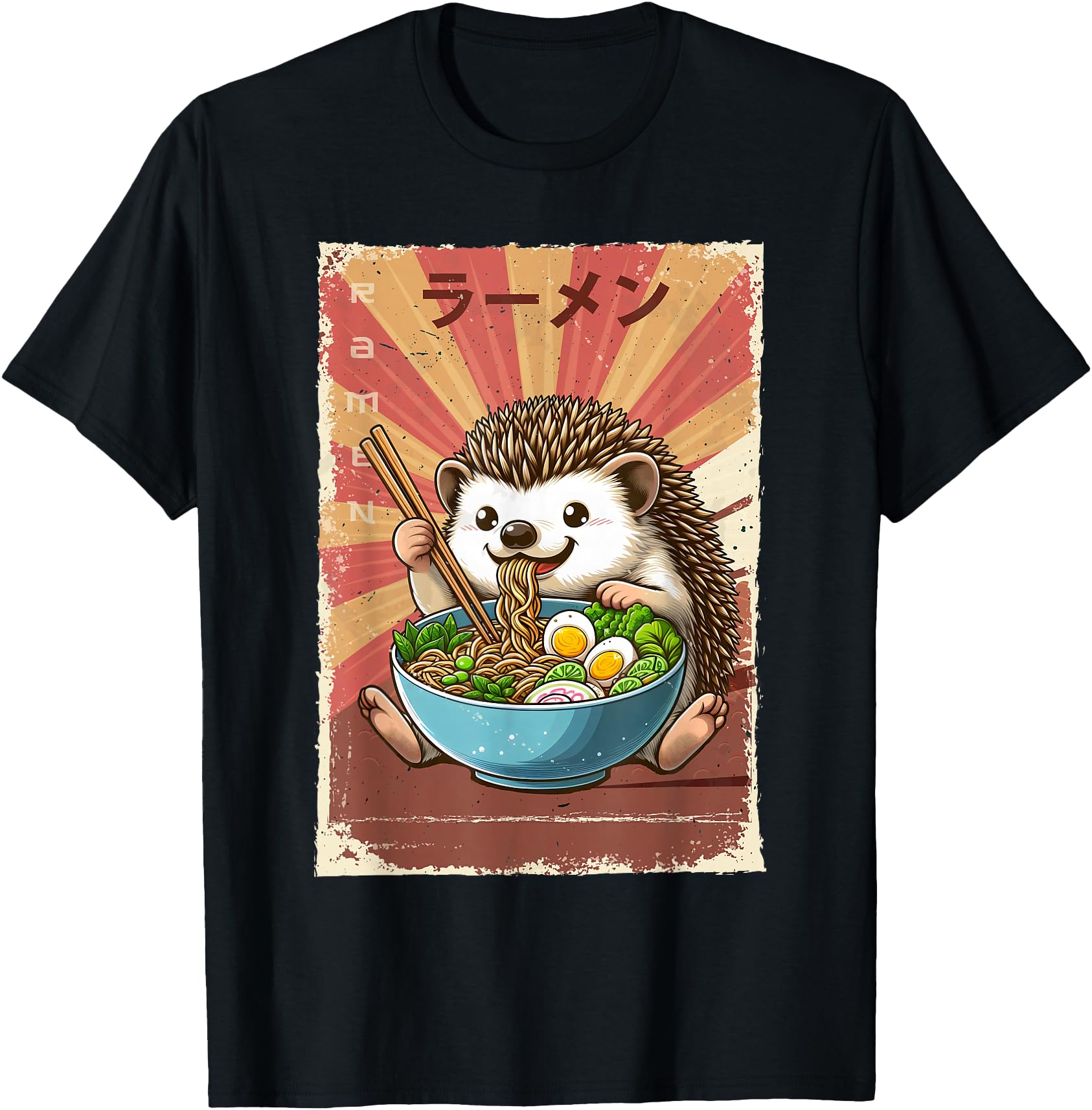 Hedgehog Eating Ramen Japanese Noodles Soup