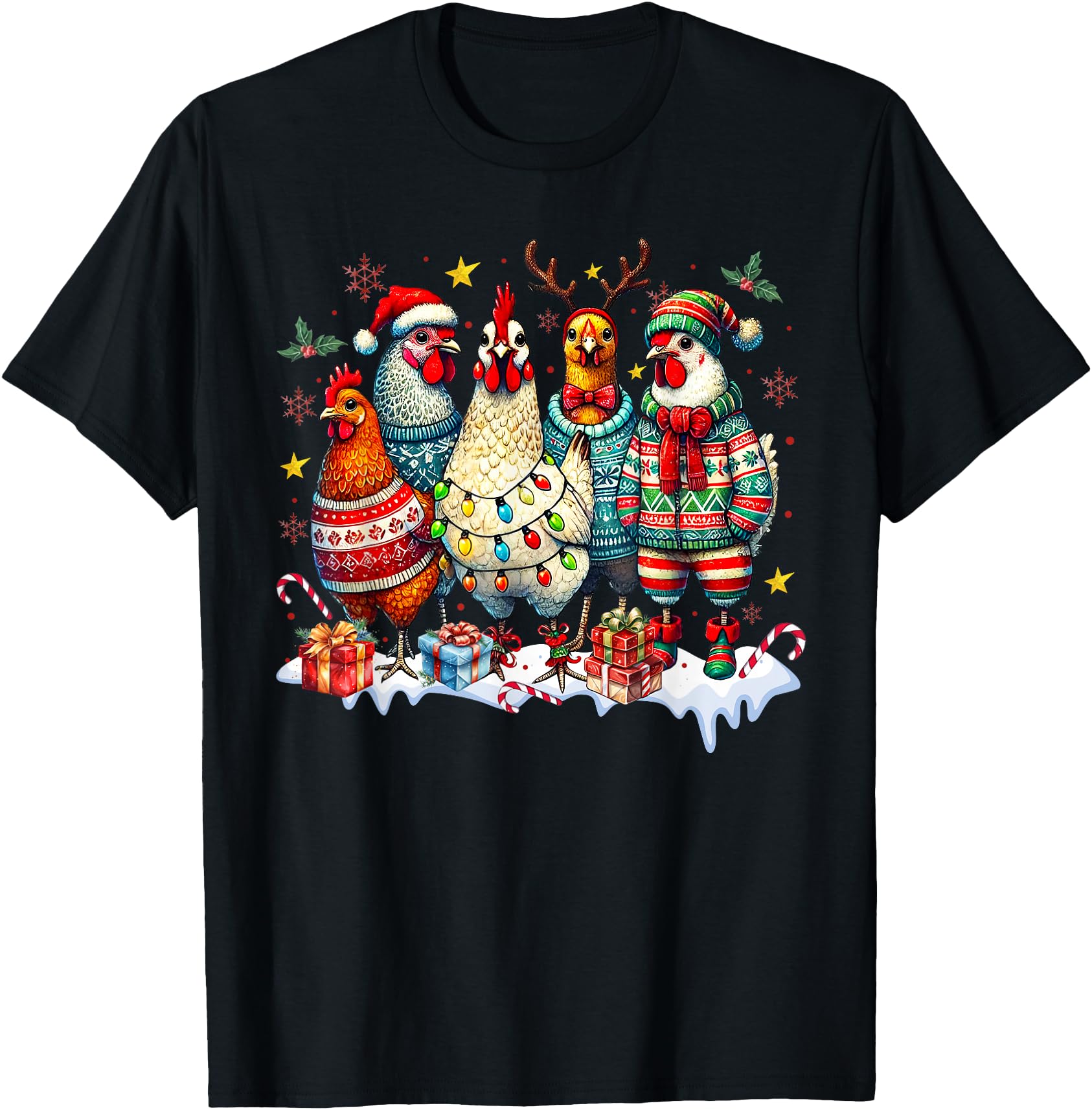 Funny Chicken Christmas Lights Farm Animal Cute Xmas Holiday