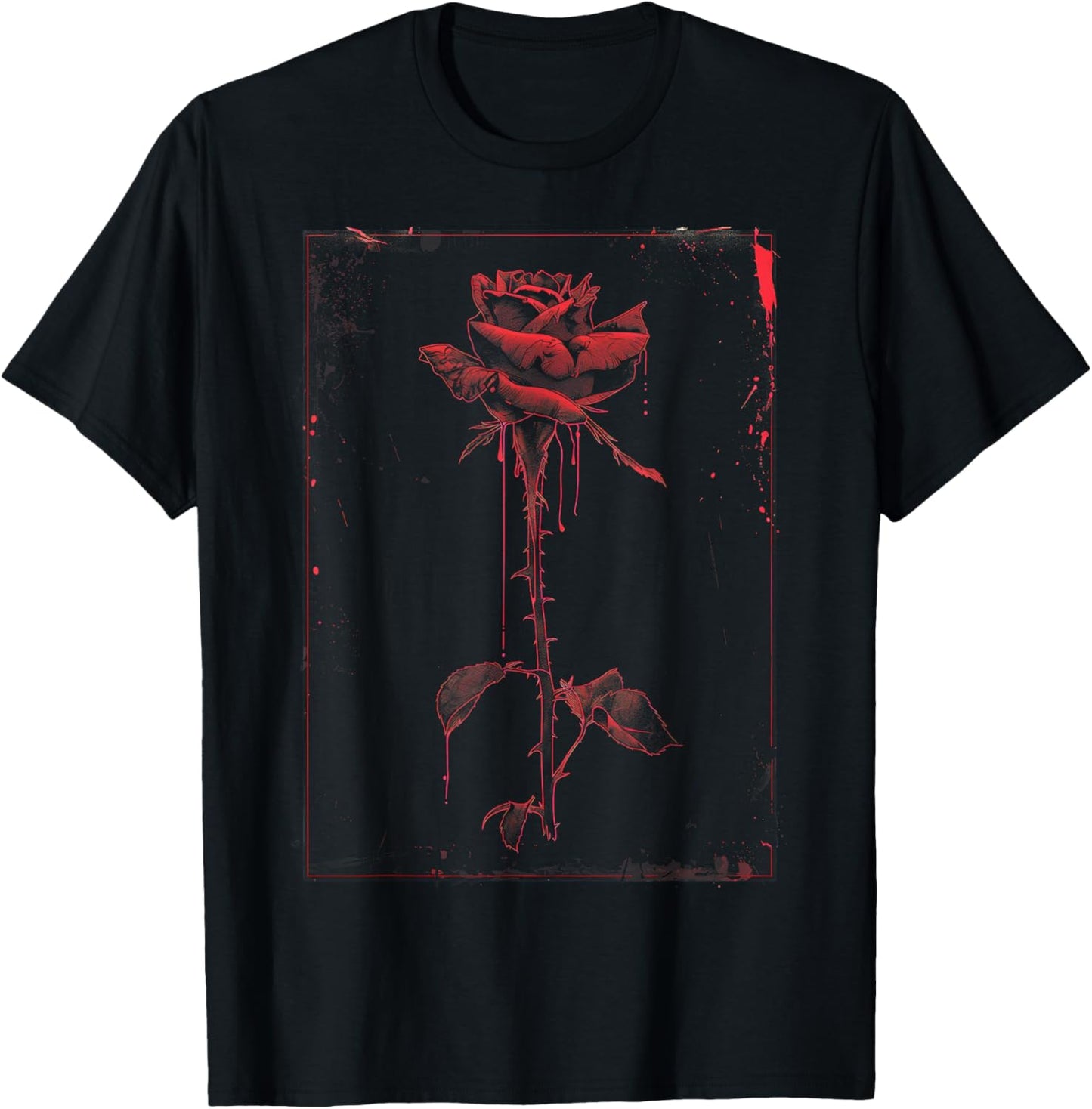 Anime Goth Withered Rose Blood Gothic Art Punk Vintage Edgy