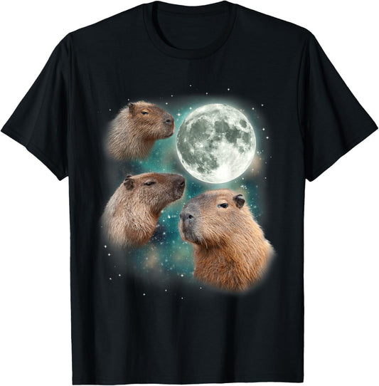 3 Capybara Moon Giant Rodents Weird Howling Parody
