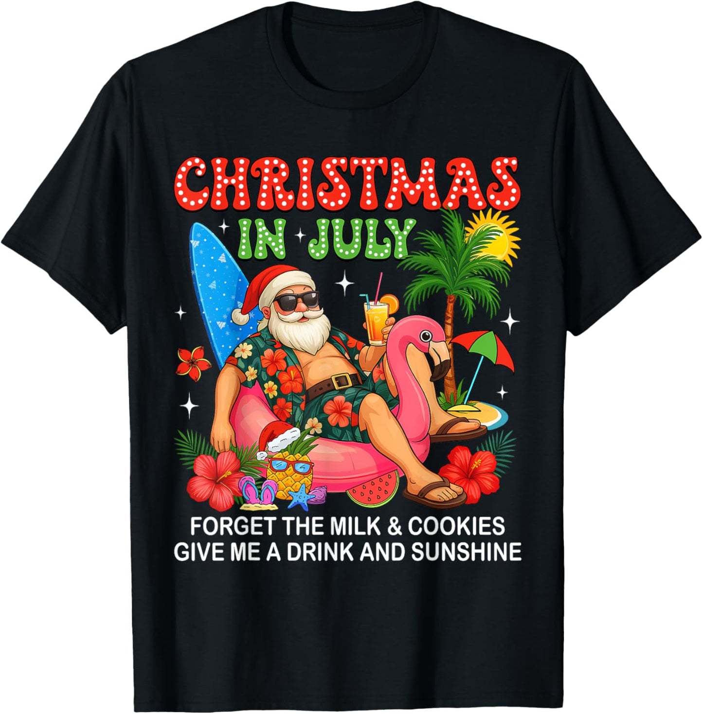 Christmas In July Boys Girls Kids Santa Flamingo Summer Xmas