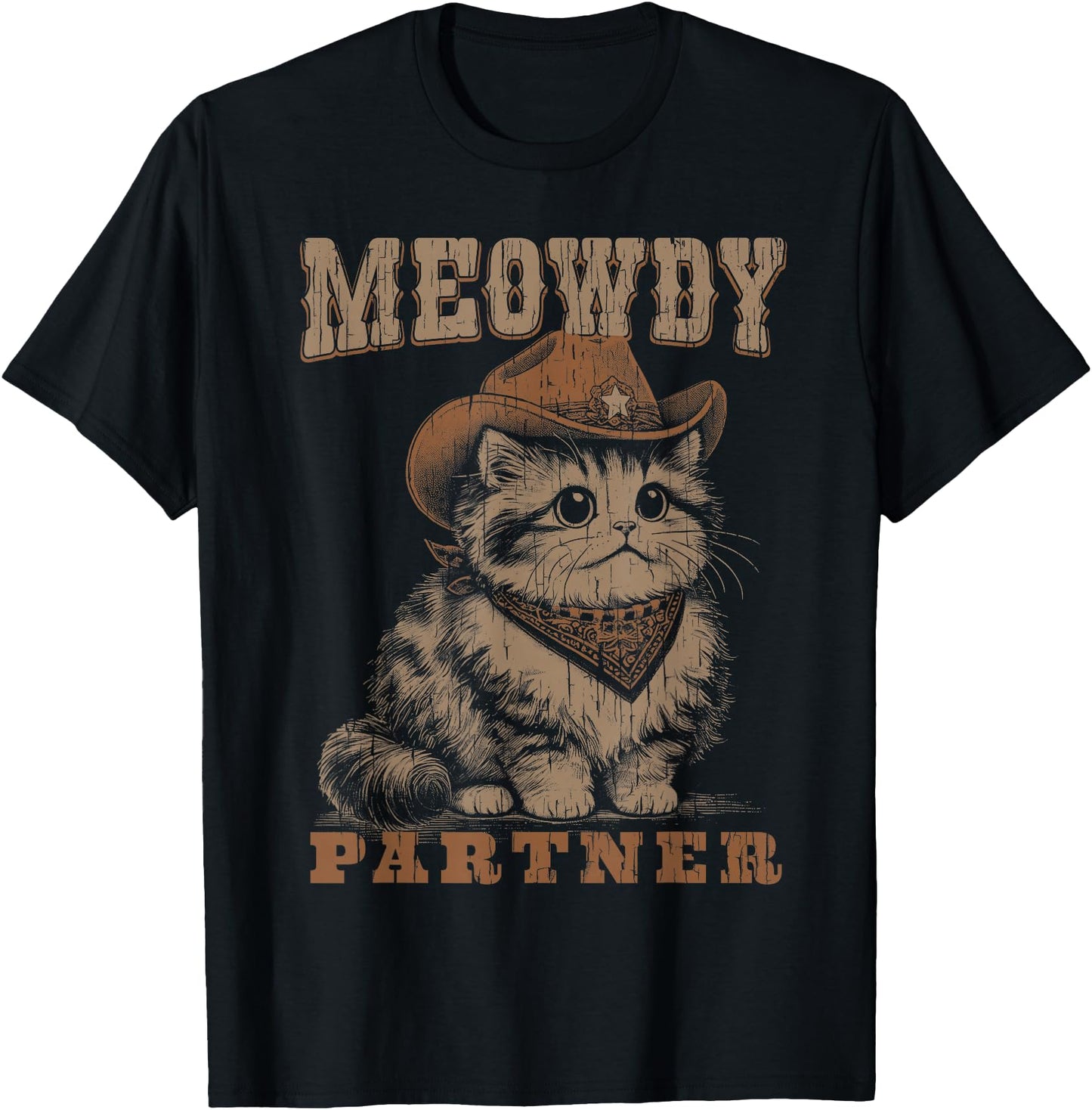 Meowdy Partner Funny Cat Cowboy Vintage Graphic