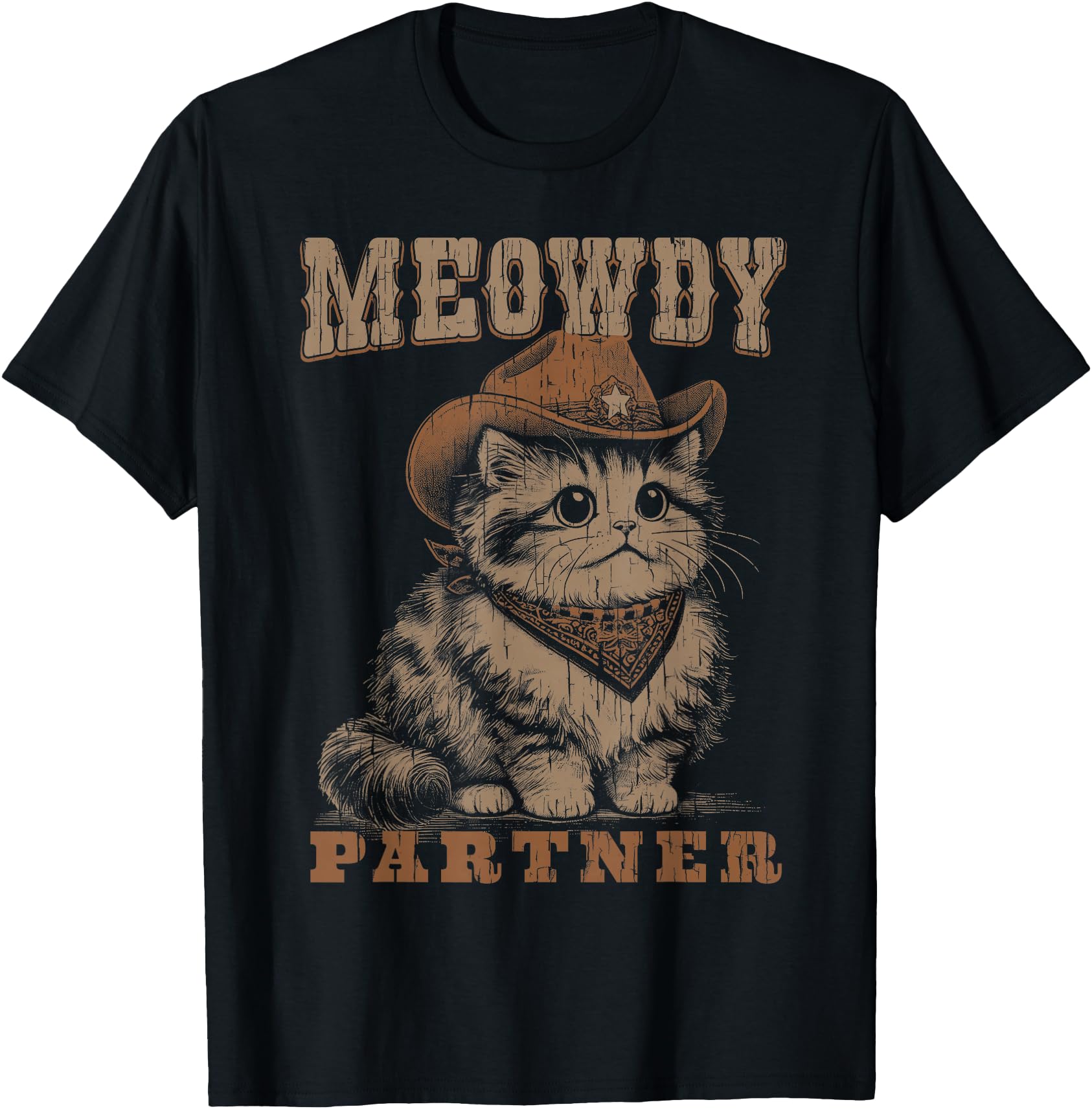 Meowdy Partner Funny Cat Cowboy Vintage Graphic