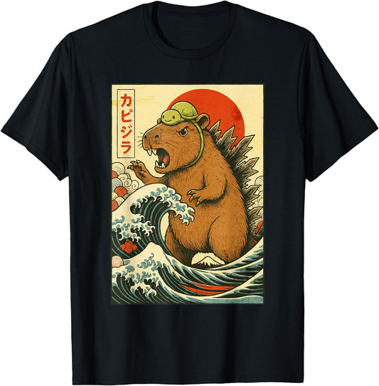 Capzilla Capybara Japanese Capyzilla Funny Mens Womens