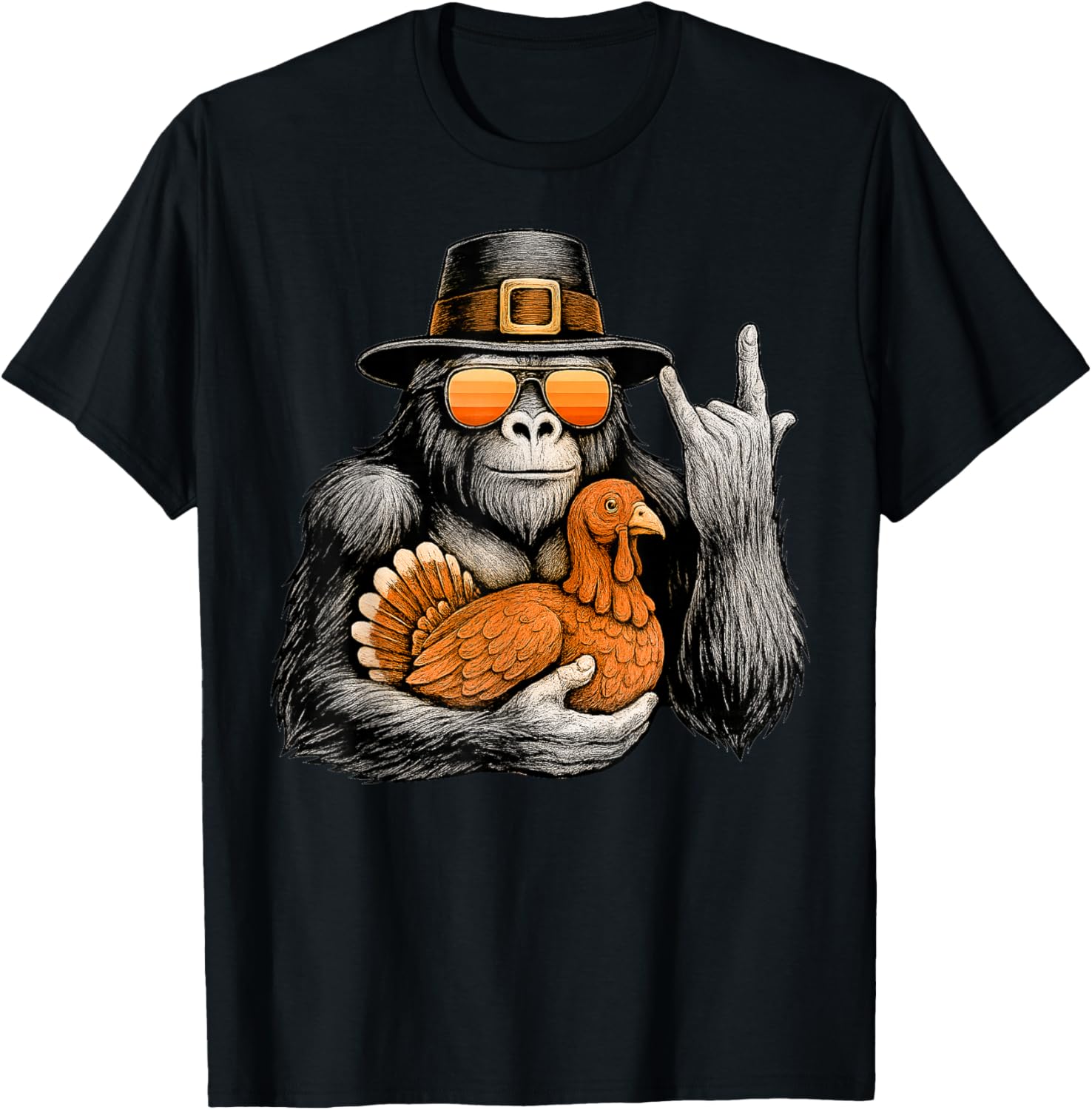 Funny Bigfoot Rock On Turkey Vintage Thanksgiving Boys Men