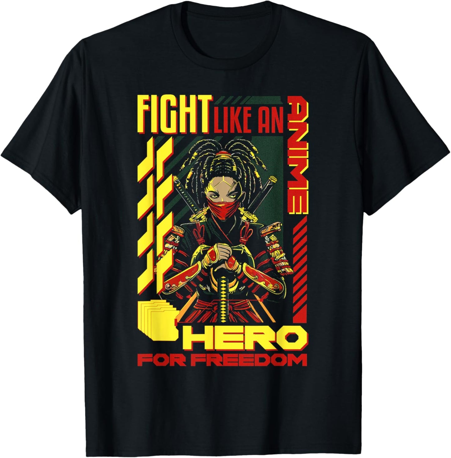 Fight Like An Anime Hero Freedom Black Anime Girl Juneteenth