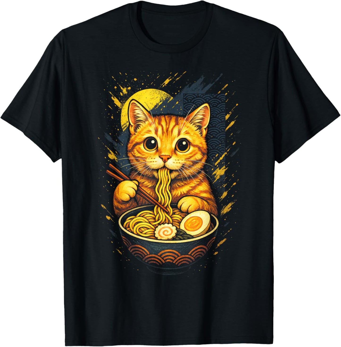 Cat Ramen Noodles Food Anime Orange Kawaii Sushi T-Shirt