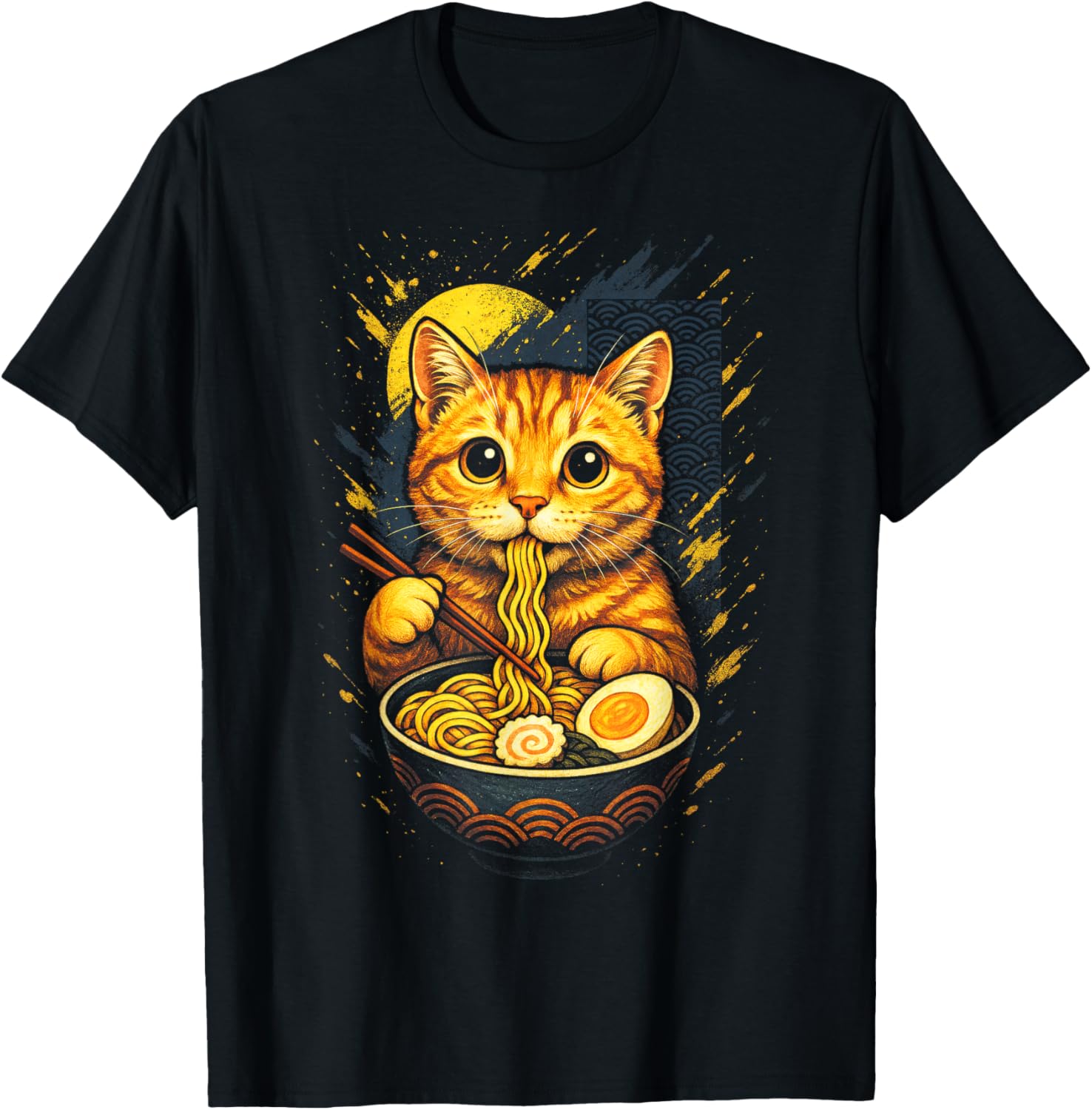 Cat Ramen Noodles Food Anime Orange Kawaii Sushi T-Shirt