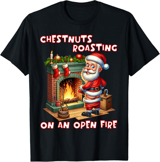 Chestnuts Roasting On Open Fire Funny Rude Santa Christmas