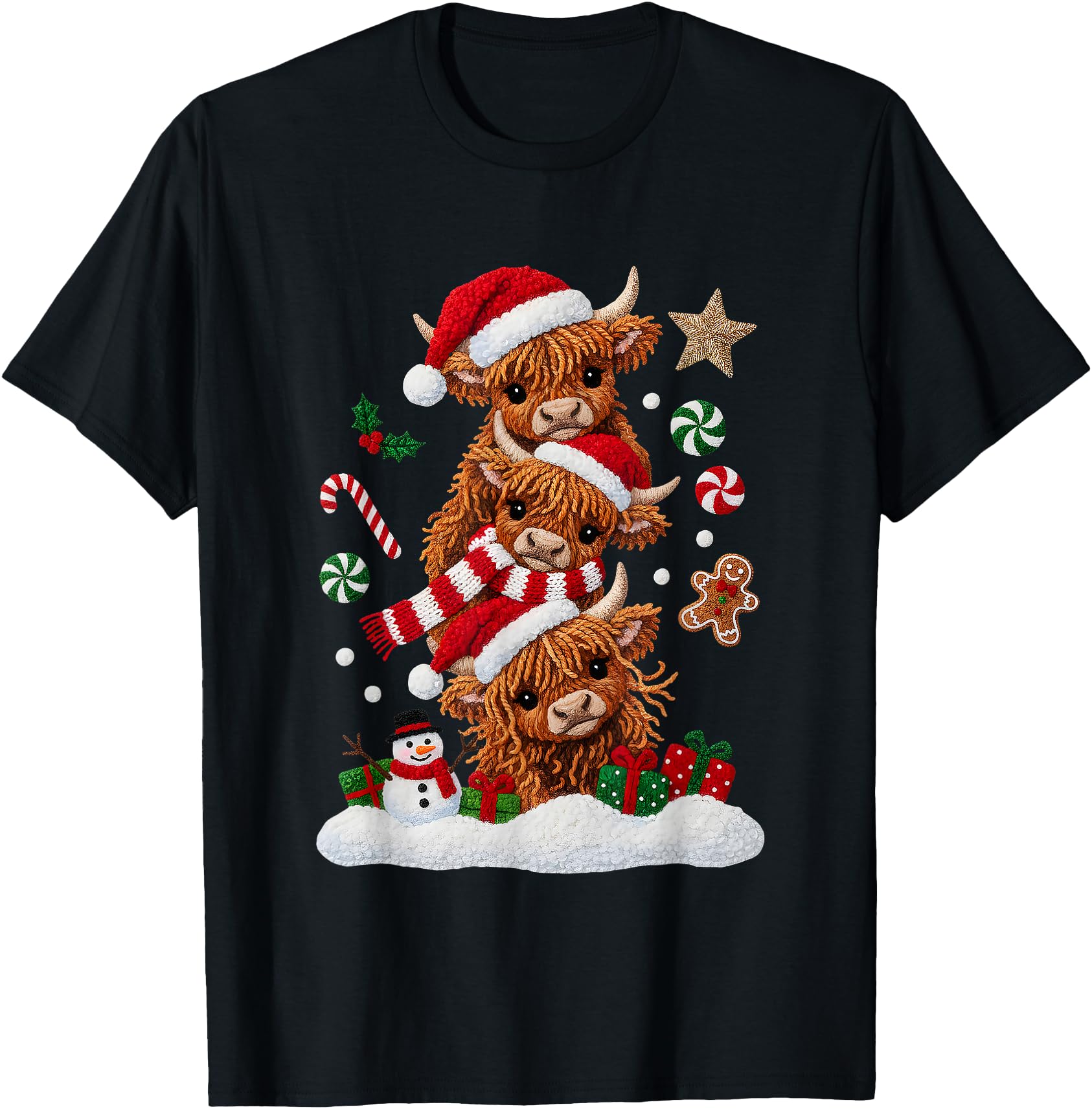 Cute Merry Christmas Highland Cow Christmas Santa Xmas
