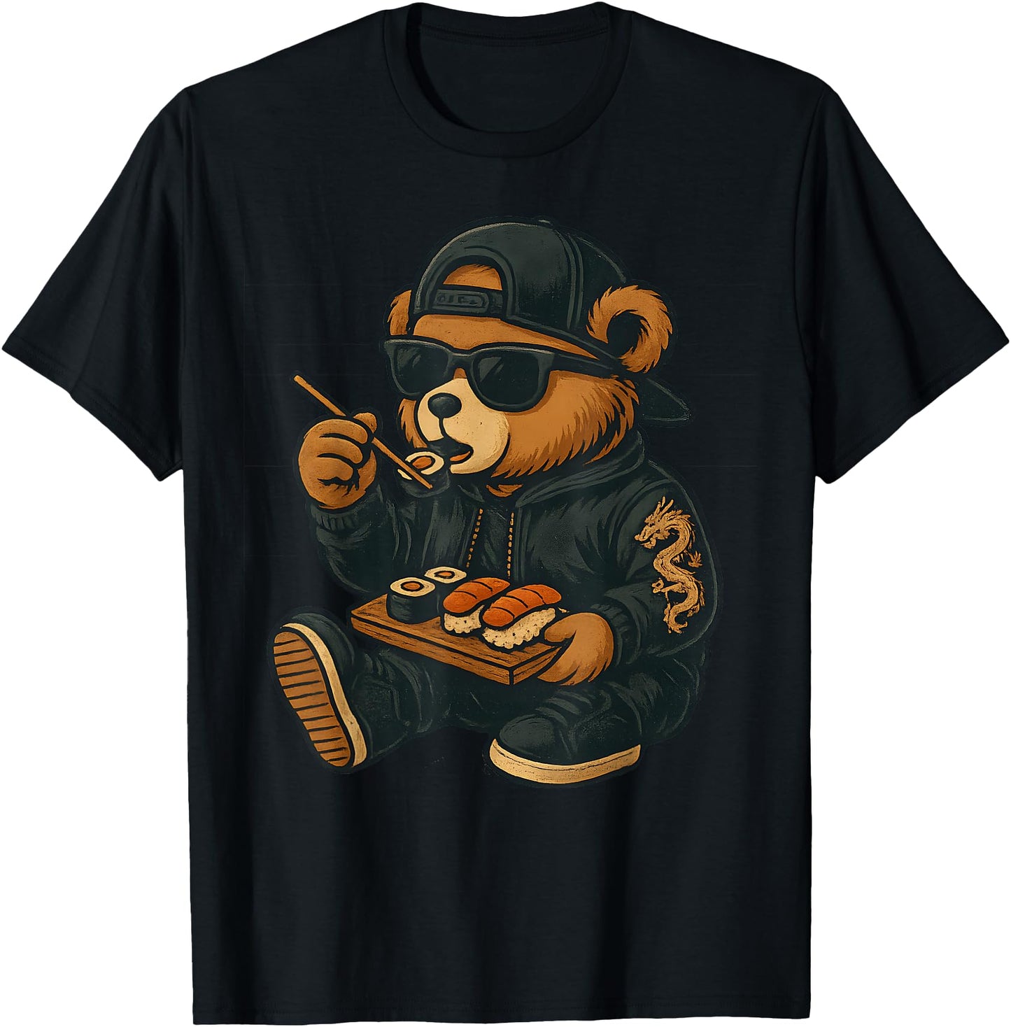 Hip Hop Teddy Bear Eating Sushi Japanese Food Men's Women's