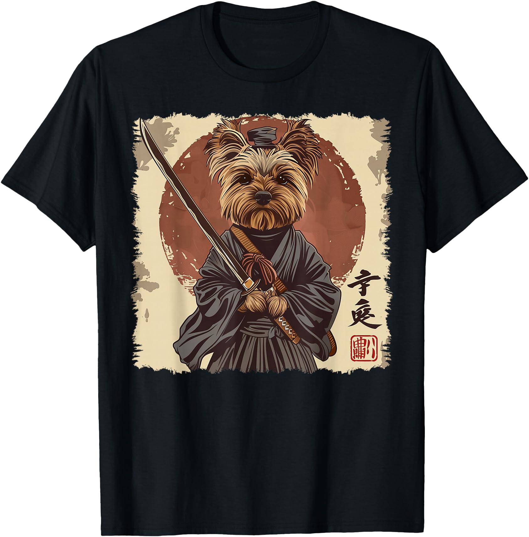 Yorkshire Terrier Yorkie Dog Japanese Art Samurai Ukiyo-e