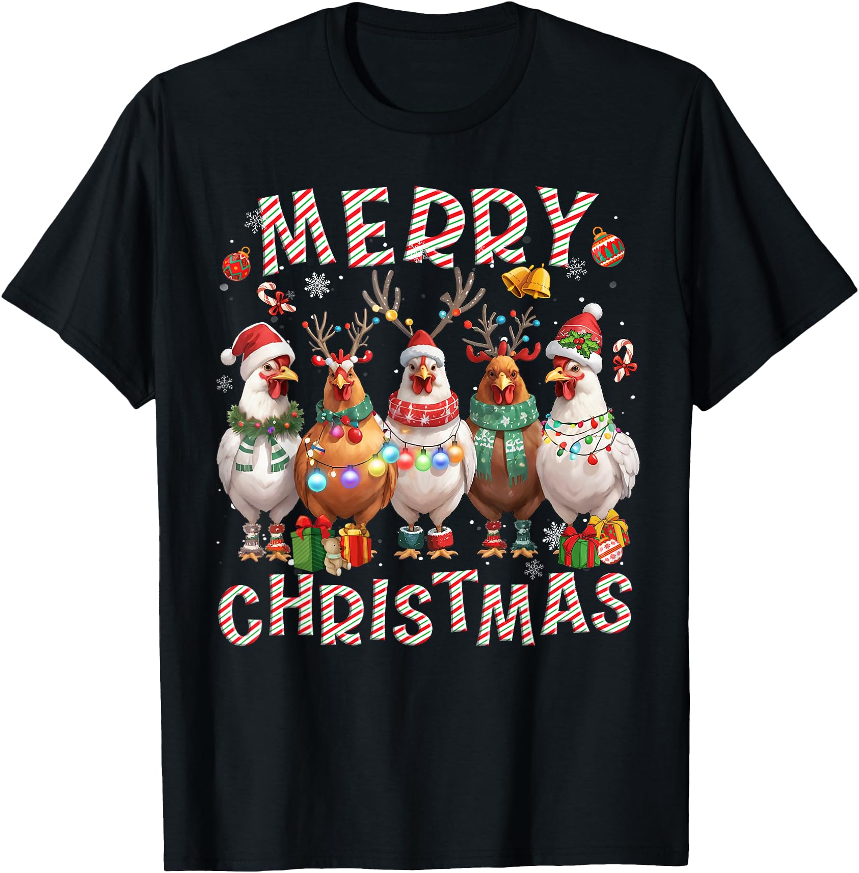 Christmas Lights Chicken Santa Funny Xmas Tree