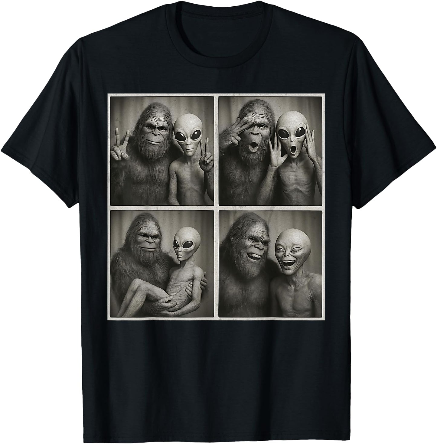 Funny Bigfoot and Alien Photobooth Vintage Sasquatch Cryptid