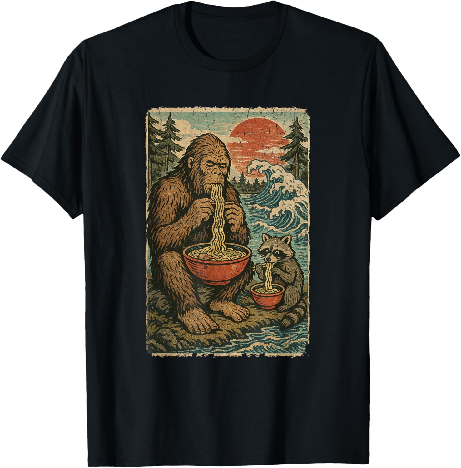 Anime Bigfoot Racoon Eating Ramen Funny Japanese Manga