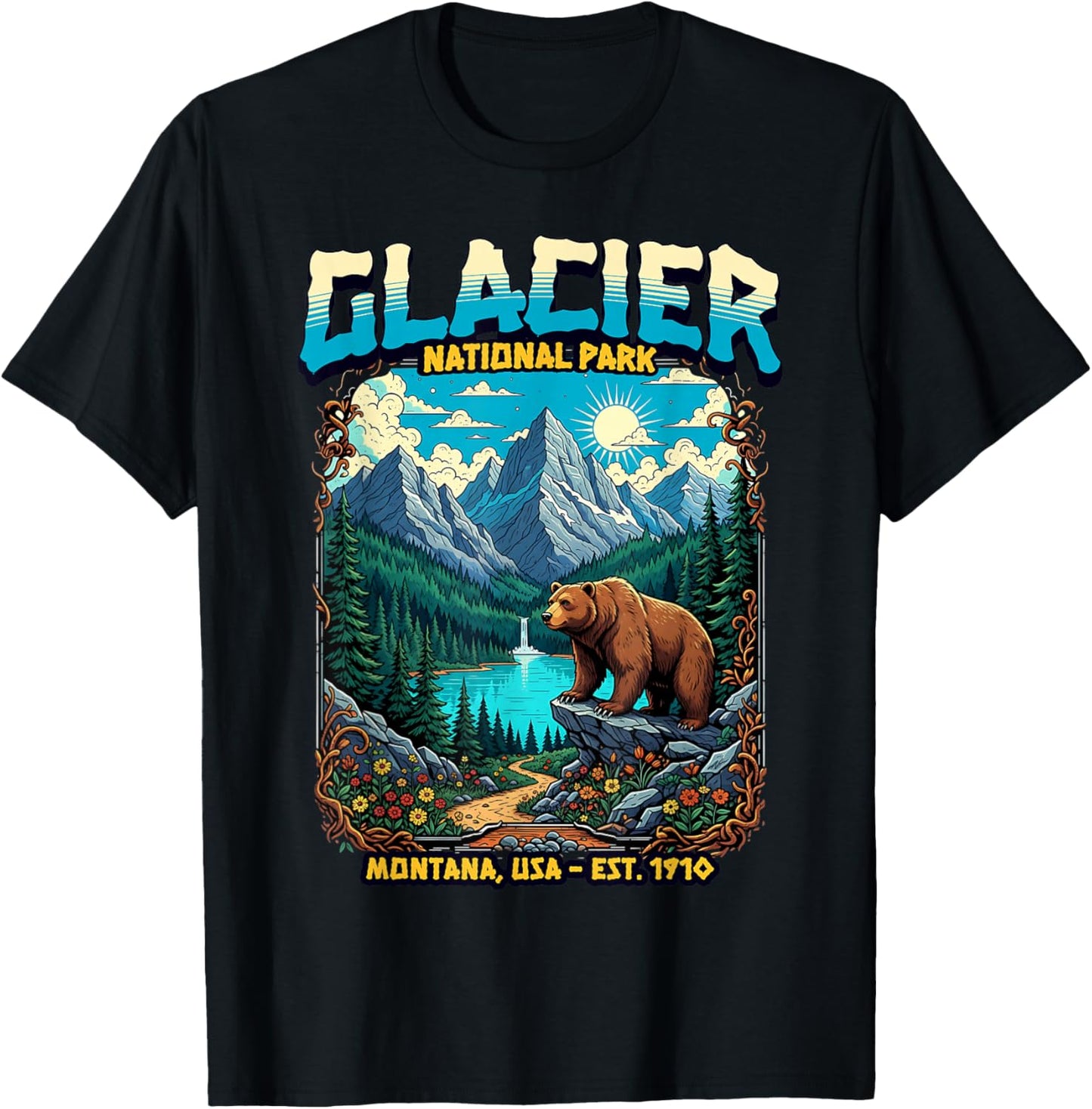 Glacier National Park Montana USA Retro Vintage Nature