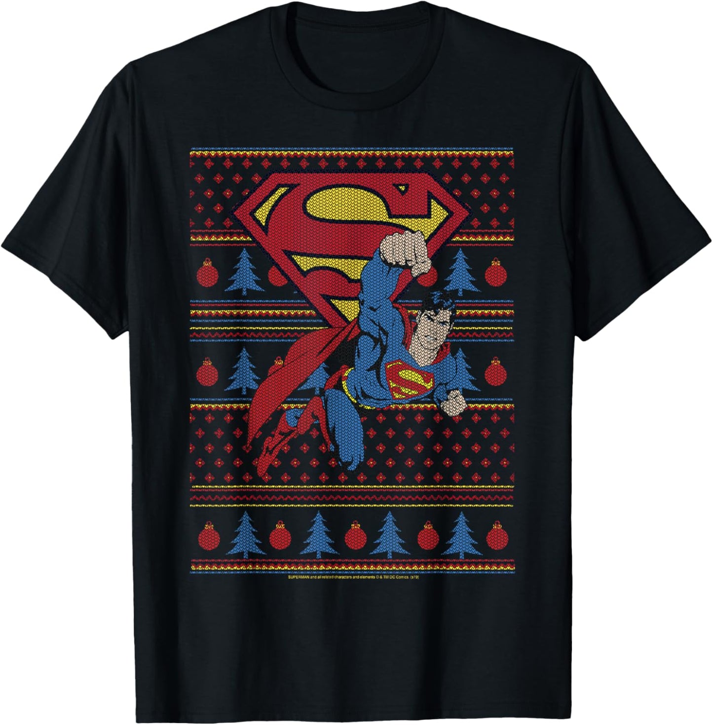 DC Comics Superman Action Pose Christmas Sweater Style