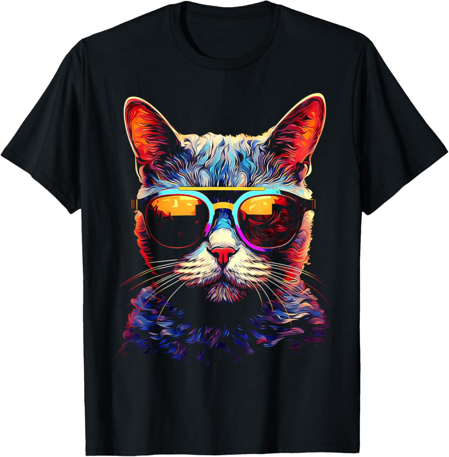 Cat Sunglasses Graphic Pet Art Cat T-Shirt