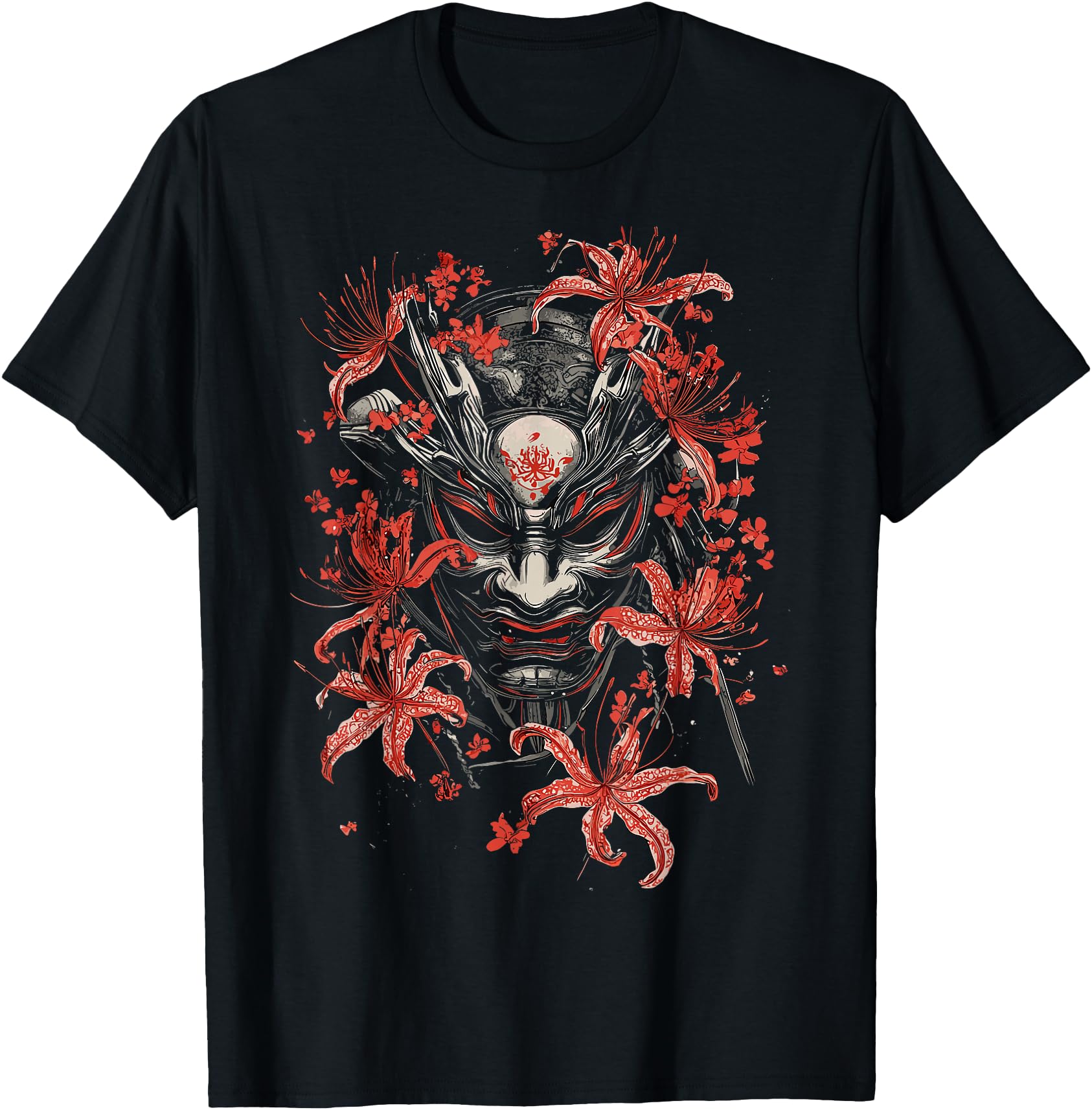 Red Spider Lily Flower Oni Mask Noh Japanese Anime Otaku
