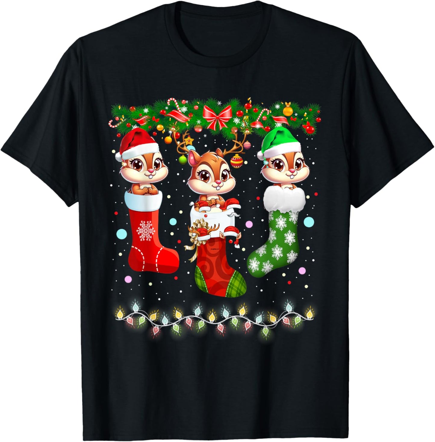 Chipmunk In Christmas Socks Lights Chipmunk Xmas