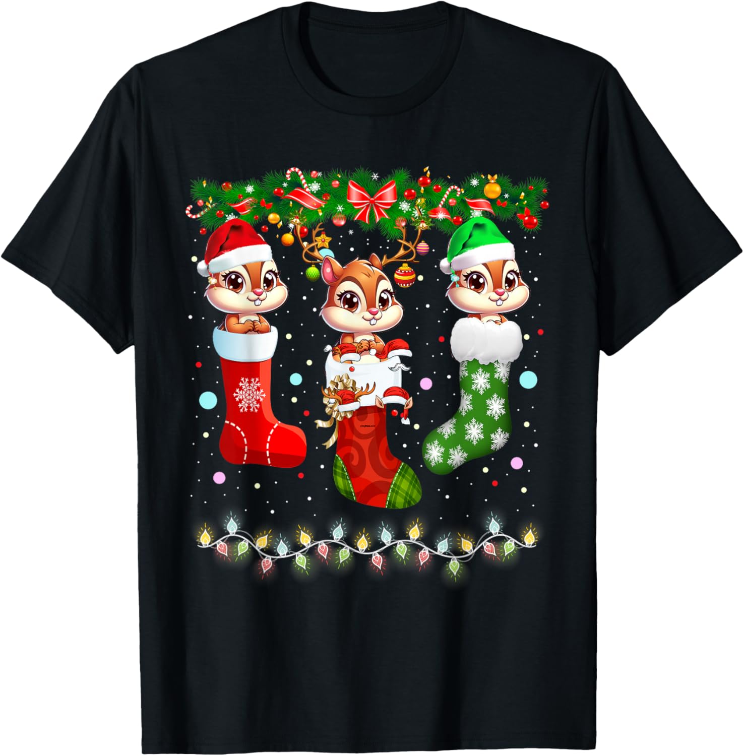 Chipmunk In Christmas Socks Lights Chipmunk Xmas