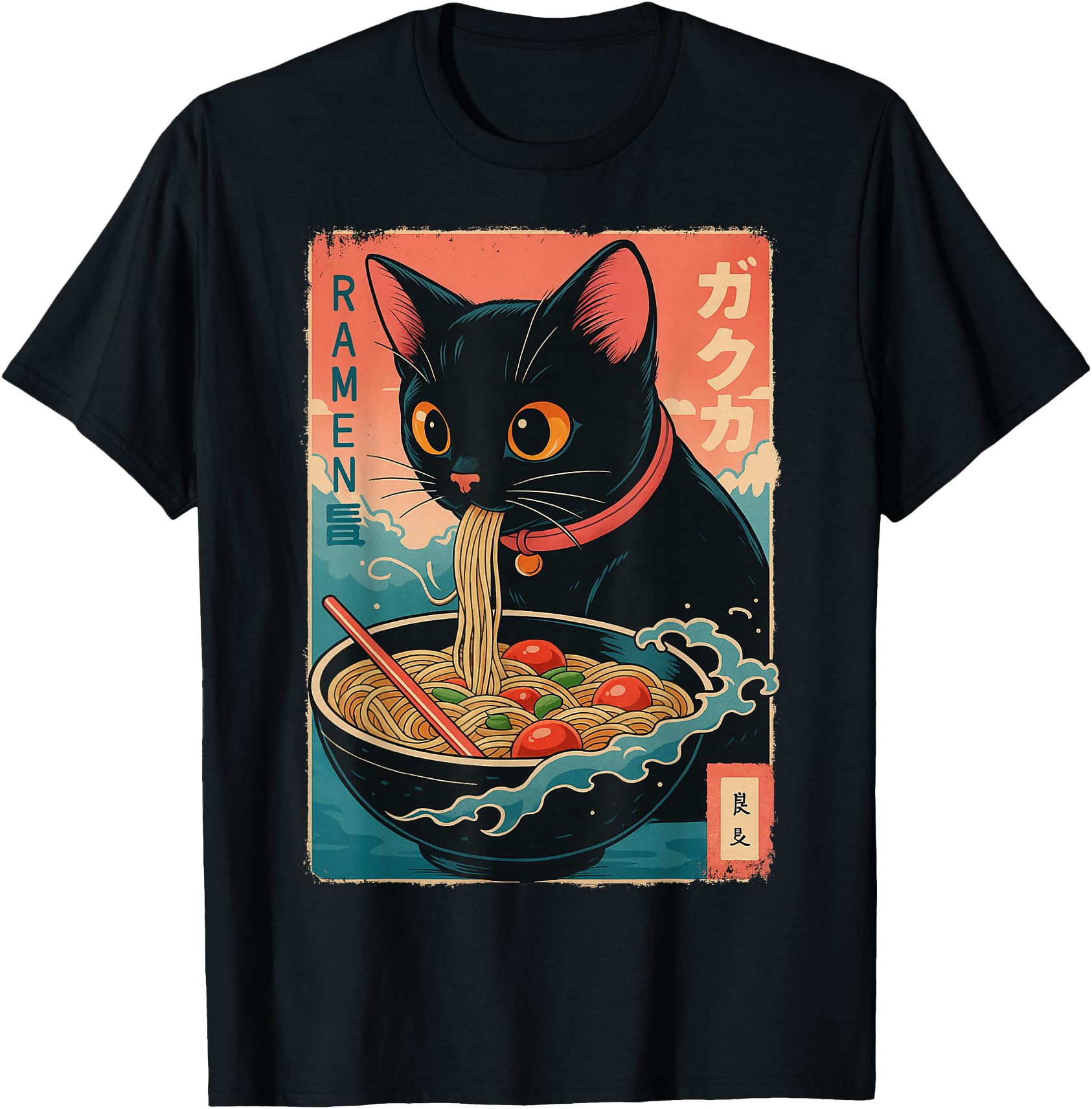 Kawaii Ramen Cat Y2K Manga Anime Style Japan Retro Noodles