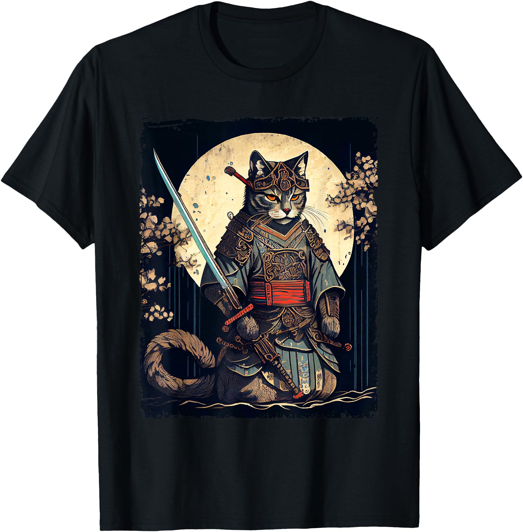Vintage samurai cat tee Japanese ninja art aesthetic